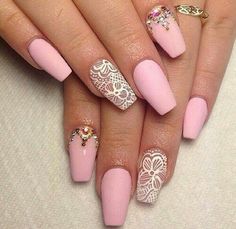 lace nail art - 45+ Lace Nail Designs | Art and Design Lace Nail Design, Lace Nail Art, Lace Nails, Gold Nail, Pink Nail Art, Pretty Nail Designs, Best Nail Art Designs