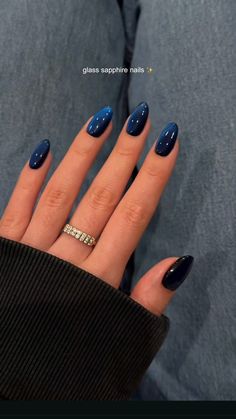 #naildesign #nailsofinstagram #nailsoftheday #chromenailideas #hands #longnails #blue #bluenails #new #aesthetic #inspo Dark Blue With Chrome Nails, Dark Blue Nails Winter, Navy Blue Nails With Chrome, Navy Nails With Design, Dark Blue Chrome Nails Designs, Blue Grunge Nails, Christmas Nails Navy, Blue December Nails, Dark Blue Nails Aesthetic