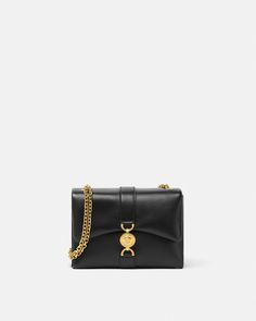 Kleio Shoulder Bag | VERSACE US Timeless Evening Flap Bag With Cc Turnlock Closure, Timeless Bags With Chain Strap, Versace Bathrobe, Bag Versace, Versace Bag, Belt Ring, Double Chain, Boutique Online, Matches Fashion