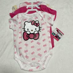 Brand New Hello Kitty Baby Girl Onesies Set Size 6-9 Months Color Pink 3 Pc Set Short Sleeve Onesies Brand New Tags Attached Cute Onesies For Babies, Baby Cricut Projects, Hello Kitty Baby Stuff, Hello Kitty Baby Clothes, Hello Kitty Nursery, Baby Boy Things, Hello Kitty Gifts, Baby Announcement Pictures, Hello Kitty Baby