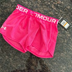 Under Armour Shorts Hot Pink Nwt! Sporty Bottoms With Built-in Shorts For Playwear, Pink Short Bottoms For Playwear, Athleisure Shorts With Elastic Waistband For Play, Casual Pink Under Armour Bottoms, Under Armour Pink Workout Bottoms, Under Armour Pink Sports Shorts, Under Armour Pink Summer Shorts, Under Armour Pink Athletic Shorts With Built-in Shorts, Pink Under Armour Workout Bottoms