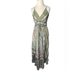 Beautiful Print With Gold Accents, Attached Belt, Fit And Flair, Light Weight, Flowy, Boho. Adjustable Straps. There Is No Size Tag But Would Have To Say It’s A S / M. Feel Free To Ask For Measurements. Spring Festival Paisley Print Maxi Dress, Patterned Paisley Print Maxi Dress For Beach, Patterned Boho Print Dress For Beach Season, Patterned Boho Print Dress For The Beach, Beach Season Boho Print Dresses, Spring Bohemian Tie-back Dress, Green Paisley Print Maxi Dress For Beach, Green Paisley Print Maxi Dress For Vacation, Bohemian Paisley Print Maxi Dress For Summer