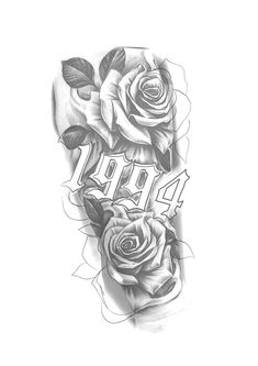 a tattoo design with roses on it