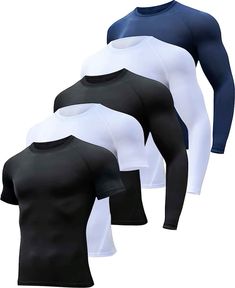 HOPLYNN 4/5 Pack Workout Compression Shirts Men Long/Short Sleeve Rash Guard Athletic Undershirt Gear T Shirt for Sports Men Outfits Ideas, Clothes For Drawing, Compression Sportswear, Mens Products, Compression Shirt Men, Mens Compression Pants, Compression Shirts, Tactical Wear, Sport Equipment