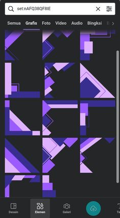 an iphone screen with purple and black geometric shapes on the bottom right corner, in front of a dark background