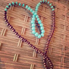 Turquoise Brown Wood Graduated Size Necklace On Stretch Cord So It Slips Easily Overhead Or Around Your Wrist 33 Inch Rustic Adjustable Turquoise Beaded Necklaces, Adjustable Rustic Turquoise Beaded Necklace, Rustic Turquoise Adjustable Beaded Necklace, Rustic Turquoise Beaded Necklaces, Bohemian Turquoise Beaded Necklaces With Wooden Beads, Festival Wooden Beads In Turquoise, Adjustable Bohemian Turquoise Necklace With Wooden Beads, Bohemian Adjustable Turquoise Necklace With Wooden Beads, Bohemian Brown Beaded Necklaces With 8mm Beads