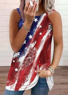 American Flag Casual Tank|#vacationshop #fashion #outfits Clothing Shopping, Flag Pattern, Casual Tanks, Purple Mini Dresses, Knitted Bodycon Dress, Outfits 2023, Maxi Dress Navy, Lace Bodycon Dress, Style Clothes