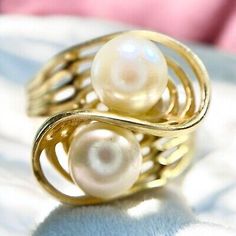 Vintage 14k Yellow Gold Double Round White Pearl Bypass Ring  | eBay Elegant White Gold Jewelry With Hallmarks, Antique 14k Gold Open Ring Jewelry, Yellow Gold Oval Pearl Ring With Polished Finish, 14k Gold Pearl Ring With Polished Finish, Timeless Jewelry For Anniversary With Hallmarks, Classic Gold Pearl Ring For Anniversary, Gold Pearl Ring Stamped 14k For Gift, Timeless 14k Gold Collectible Rings, Timeless 14k Gold Bypass Ring