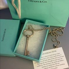 Tiffany & Co Key Necklace Sterling Silver Key Is 2 Inches Chain Is 18 Inches Jewelry Tiffany, Silver Key, Key Necklace, Tiffany Co Jewelry, Necklace Sterling Silver, Tiffany & Co., Womens Jewelry Necklace, Silver Color, Jewelry Necklaces