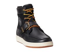 PRICES MAY VARY. Rounded toe. Polo Boots, Polo Ralph Lauren Shoes, Ranger Boot, Designer Footwear, Black Leather Sneakers, Ralph Lauren Leather, Black Polo, Casual Black, Polo Ralph Lauren Mens