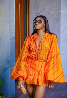 Orange Charlotte Blouse – saisankoh Braided Cornrow Hairstyles, Orange Outfit, African Wear, Fashion Editor, Vogue Paris, African Dress, African Print, Classy Outfits, African Fashion