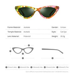 the cat eye sunglasses are designed with different colors and sizes, including green lenses