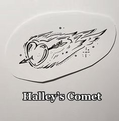 an image of a sticker with the words haley's comet on it