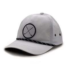 This white Golf hat is the perfect accessory for your next round of 18 holes. The performance polyester fabric brings lightweight and comfort to your new favorite baseball style golf hat. The crossed golf club patch and rope accent bring the style to a tremendously comfortable hat. This classic hat will complement any look, even if youre only there to drive the cart. Size: OSFM.  Gender: male.  Age Group: adult. White Adjustable Baseball Cap For Outdoor, White Adjustable Fit Baseball Cap For Outdoor, White Adjustable Dad Hat, Breathable Golf Baseball Cap, Breathable Functional Baseball Cap For Golf, White Breathable Flat Bill Baseball Cap, Breathable Visor Hat For Golf, Functional Curved Brim Baseball Cap For Golf, White Adjustable Baseball Cap For Sports