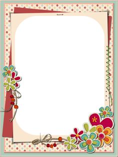 an ornate frame with flowers and ribbons on the edges is shown in red, green, blue