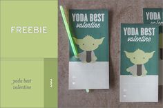 the yoda best valentine cards are on display with a green pen next to them