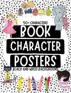 the book character posters for children's books are shown in black and white polka dots