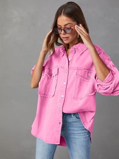 Features: Raw hem Thickness: Normal Material composition: 65% cotton, 35% polyester Care instructions: Machine wash cold. Tumble dry low. Imported Product measurements: S: bust 46.8 in, length 31.6 in, sleeve length 20.3 in M: bust 48.4 in, length 32 in, sleeve length 20.7 in L: bust 50.7 in, length 32.4 in, sleeve length 21.1 in XL: bust 53 in, length 32.8 in, sleeve length 21.5 in 2XL: bust 55.4 in, length 33.2 in, sleeve length 21.8 in Casual Denim Jacket, Formal Cocktail Dress, Denim Patterns, Saint John, Spring Outfits Women, Active Wear Leggings, Casual Denim, Casual Fits, Denim Wash