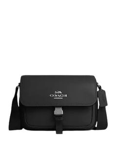 Refined calf leatherInside multifunction pocketSpeedclip closure, fabric liningOutside open pocketsDetachable strap with 24" drop for shoulder or crossbody wear9 3/4" (L) x 7 3/4" (H) x 3" (W)Style No. CR098Color: Black Coach Flap Bag With Detachable Strap, Coach Leather Flap Bag For Travel, Modern Coach Flap Shoulder Bag, Modern Coach Flap Bag For Travel, Coach Flap Shoulder Bag For Travel, Formal Flap Bags With Gunmetal Hardware, Formal Bags With Adjustable Strap, Functional Formal Bag With Detachable Strap, Coach Flap Bag With Adjustable Strap For Travel