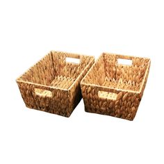 two brown baskets sitting next to each other