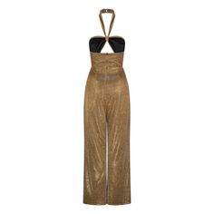 Modern day 70's glam Jumpsuit. Stand out in the Danica Jumpsuit, fully lined with a halter neck and wide leg style. Dry clean only. Glam Jumpsuit, Sparkle Jumpsuit, 70s Glam, Slow Fashion Movement, Gold Sparkle, Independent Designers Fashion, Slow Fashion, Badger, Backless Dress Formal