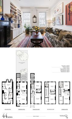 the floor plan for this four - bedroom, three - bathroom apartment is shown in black and white