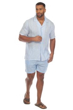 Mojito Men's Causal Beach Resort Wear Shirt with Pinstripe Print Linen Blend Short Sleeve Button Down Fit and Care: Machine wash cold with like colors on delicate cycle. Use only non-chlorine bleach if needed. Line dry and warm iron. May dry-clean. Machine Washable Lightweight, soft Linen blend fabric, comfortable, breathable Flowy comfortable fit Imported Fabric Content: 55% Linen 45% Rayon SKU: M-5433 Relaxed Button-up Beach Shirt, Mens Striped Beach Shirt, Vacation Linen Button-up Camp Shirt, Beach Button-up Linen Top, Havana Nights Dress, Beach Resort Wear, Button-up Beach Shirt With Placket Detail, Resort Wear Beach, Shirt Linen