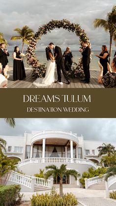 a couple getting married in front of their wedding party at dreams tulum destination wedding