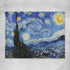 the starry night painting is on display