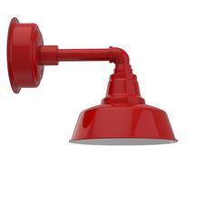 a red wall light on a white background