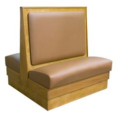 a wooden chair with tan leather upholstered on it's seat and back