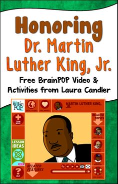 a book cover with an image of martin luther king, jr and the brainpop video