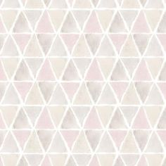 a white and pink wallpaper with small triangles on the top, in pastel shades