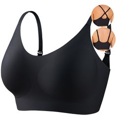 PRICES MAY VARY. 【Comfortable Bralettes for Women】our womens bralettes are made of upgrade materials, more soft and breathable than our primary prettywell bras, light as cloud, feels non restrictive while also with supporting. It’s a real invisible comfort seamless bra, the bras truly disappears under clothes. 【Upgrade Design, Criss-cross Bralettes or U Back Bras for Women】The criss-cross bralettes also can be adjusted to a u back bra, 2-ways to wear, cross back bras style, sexy and suitable for Seamless Bras, Criss Cross Bra, Most Comfortable Bra, Cami Bra, Comfy Bra, Blue Bra, Bra Brands, Comfortable Bras, Triangle Bralette