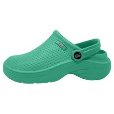 Lightweight and Flexible Clogs for all types of medical professionals or for gardening work; Contains an updated insole for constant comfort; Available in US sizes and a multitude of colors; Made in China Size: 9.  Color: Green.  Gender: female.  Age Group: adult. Durable Green Casual Clogs, Casual Durable Green Clogs, Durable Green Slip-on Clogs, Green Synthetic Slip-on Clogs, Green Slip-on Synthetic Clogs, Comfortable Green Round Toe Clogs, Casual Green Slip-resistant Clogs, Durable Closed Toe Comfortable Clogs, Green Rubber Sole Clogs For Outdoor