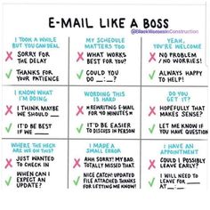 an e - mail like a boss chart with the words, i think it's okay