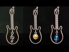 three different styles of earrings with wire and glass beads hanging from the ends of them