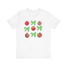 Get into the holiday spirit with our Christmas Croquette and Ornament T-Shirt! This festive tee is the perfect blend of holiday cheer and mom life, designed for all the amazing mamas out there who make Christmas magical. Whether you're decorating the tree, baking cookies, or shopping for gifts, this shirt is a must-have for your holiday wardrobe. 🌟 Features: Premium Comfort: Made from soft, high-quality cotton for a cozy and breathable feel. Perfect for all-day wear during holiday festivities. Festive Design: Features a cheerful Christmas-inspired "Mama" graphic, complete with festive colors, snowflakes, and holiday motifs like candy canes, reindeer, and ornaments. Perfect Fit: Available in a range of sizes (S-XXL), with a relaxed, flattering fit that suits every body type. Versatile Styl New Year Holiday Crew Neck T-shirt, White Christmas T-shirt Gift, Red Graphic Print T-shirt For New Year, Christmas Festive Shirt With Graphic Print, Red Graphic Print Top As Gift, Festive Christmas Graphic Print Shirt, White Holiday T-shirt Gift, White Holiday Gift T-shirt, White T-shirt For Holiday Gift