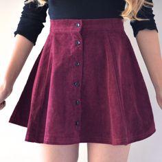 Lisa Button Skirt - Maroon Maroon Outfit, Button Skirt, Online Clothing Stores, Look Cool, Teen Fashion, 90s Fashion, Online Clothing, Skater Skirt, Dress To Impress