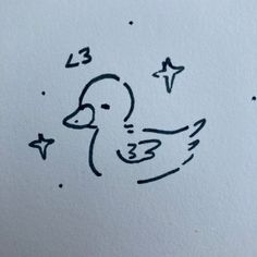 a drawing of a duck with stars in the background