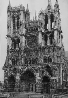 an old black and white photo of a cathedral