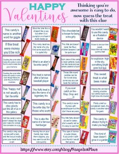 valentine's day candy bar game with the words happy valentine's on it