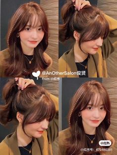 Asian Haircut Medium Layered Curtain Bangs, Korean Air Bangs Long Hair, Korean Style Haircut For Women, Kdrama Bangs, Hair Bangstyle Korean, Japanese Haircut Medium Round Faces, Japanese Bangstyle Hair, Korean Hairstyle With Bangs, Wispy Bangs Asian