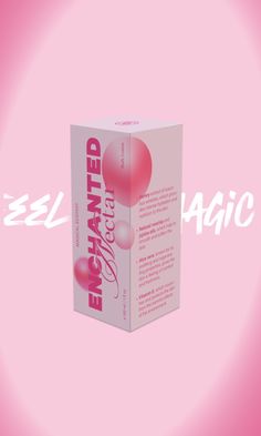 a pink box with the words energanized on it and an image of balloons