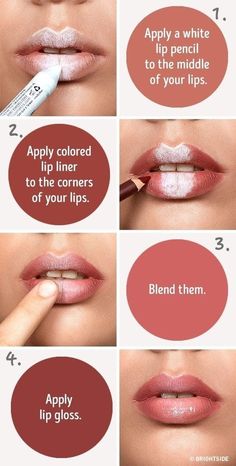 Create fuller, kissable lips with simple tricks this Valentine's Day! Makeup Bibir, Makeup Tips Lips, Huda Beauty Lipstick, Make Up Mata, Apply Lip Gloss, White Lips, Makeup Tip, Smink Inspiration, Lip Contouring