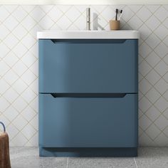 a bathroom vanity with two drawers and a sink