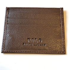 Authentic Polo Ralph Lauren Unisex Card Holder Wallet In Brown Leather. Features 6 Card Slots And A Center Pocket. This Card Case Is Unused. Casual Brown Rectangular Card Holder, Cardholder Wallet, Leather Cardholder, Ralph Lauren Leather, Lauren Brown, Card Holder Wallet, Key Card Holder, Card Holder Leather, Card Case