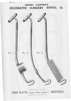 three metal hooks are shown in an advertisement for john watts, henry carter's &