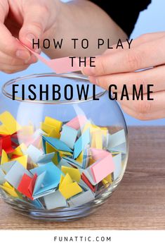 someone is playing the fishbowl game with colored blocks in it and text overlay that reads how to play the fishbowl game