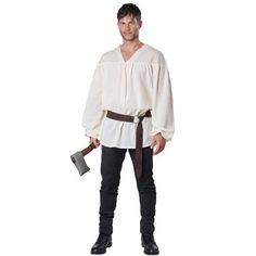 California Costumes Renaissance Peasant Shirt Adult Costume (Beige), Small/Medium : Target Peasant Outfit, Medieval Clothing Men, Peasant Costume, Medieval Peasant, Themed Costumes, Costume Beige, Ren Faire Costume, California Costumes, Period Piece